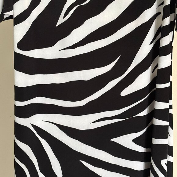 Chicos Size 0 Dress Zebra Print Cold Shoulder Womens Small Black White Brunch - Picture 3 of 9